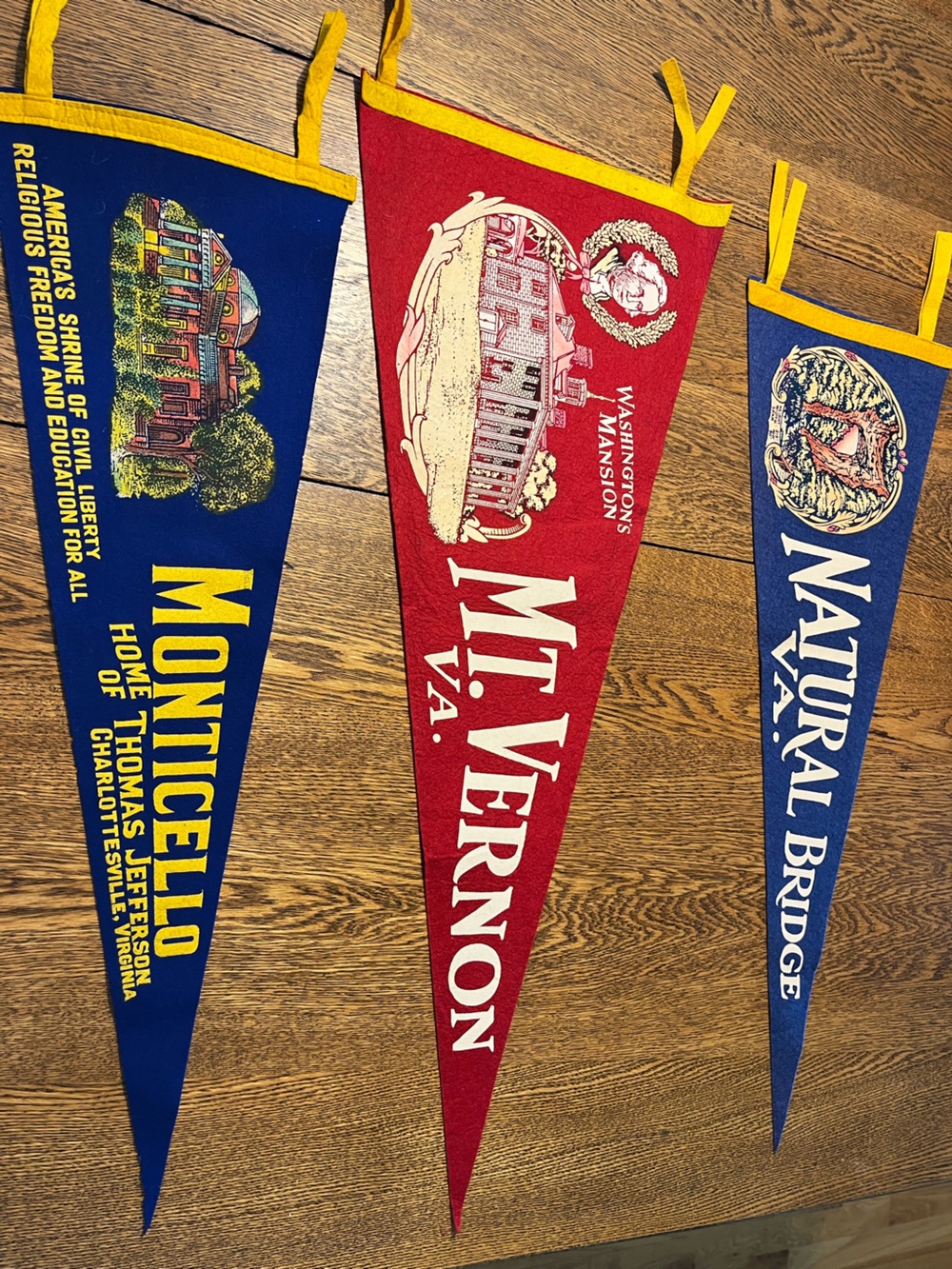 Lot of 3 Vintage Felt Pennants American Tourists 1960